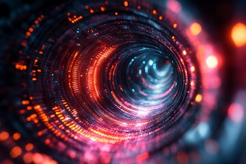 Obraz premium Glowing data spirals, descending into a vortex, creating a swirling digital pattern