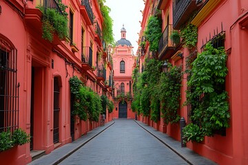 Coral Street with Spanish Cityscape.