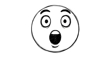 Fototapeta premium Black and White Surprised Face Emoji