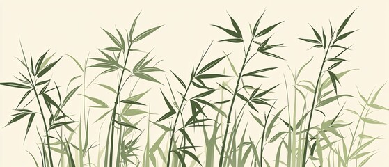 Naklejka premium Serene Bamboo Grove Illustration with Soft Neutral Background Hues