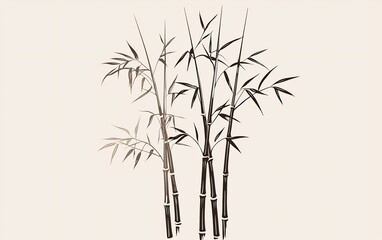 Obraz premium Elegant Bamboo Stalks Illustration with Earthy Tones and Minimalist Design