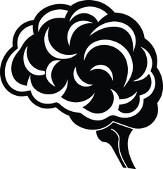 Brain side view silhouette, brain or mind side view flat vector icon for medical apps and websites 