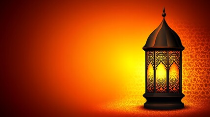 An ornate lantern glows against a warm and illuminated background