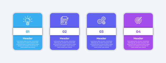 Four steps of a process idea planning development and goal.