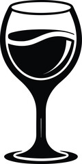 Wine glass vector silhouette, wne glass with wine for tasting flat vector icon for apps and websites 