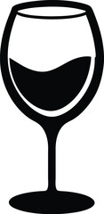 Wine glass vector silhouette, wne glass with wine for tasting flat vector icon for apps and websites 