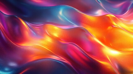 Obraz premium Abstract vibrant liquid waves, colorful glowing flowing texture