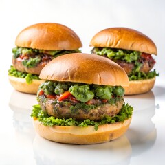 Dominican chimichurri burger isolated on white background