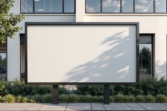 Outdoor Advertising Billboard Mockup in Front of Modern Building