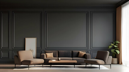 Dark Gray Modern Living Room Interior Design