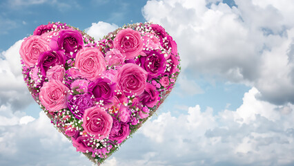 Heart shape flowe. Valentine concept.