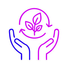 Obraz premium Eco-Friendly Icon with Leaf and Hands for Sustainability, Nature, or Environmental Campaigns