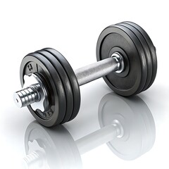 Naklejka premium Powerful Black Dumbbell Fitness Workout Gym Equipment Weightlifting Strength Training Exercise Shiny