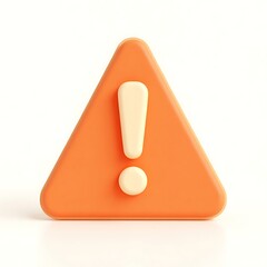 3D Render Orange Triangle Warning Sign Exclamation Mark Alert Icon Clean Minimalist Style
