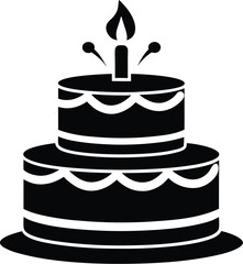 Birthday cake vector silhouette, Birthday cake vector silhouette, birthday cake icon  