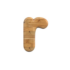 Wood letter R - Small 3d pine font isolated on white background. This alphabet is perfect for creative illustrations related but not limited to Decoration, nature, wood...