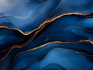 Obraz premium Abstract Blue and Gold Fluid Art Background Illustration With Luxury Texture