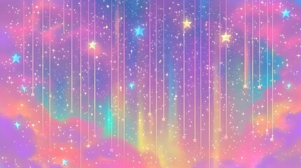 Abstract Colorful Sky With Stars and Clouds Illustration