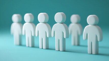 3D white icon family, one man six wives, polygamy, teal background