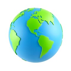 Fototapeta premium Vibrant 3D Earth globe model showcasing continents in bright green and blue perfect for