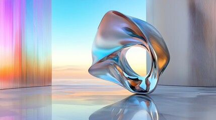 Obraz premium A floating shape defying gravity in an empty void, minimalism 