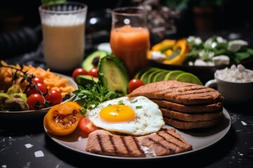 Close up of a protein breakfast in the real kitchen