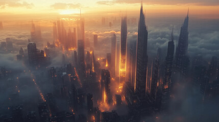 Fototapeta premium sunrise over the city