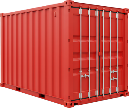 Cargo container with red color  Isolated On white background