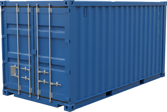 Cargo container blue isolated on white background