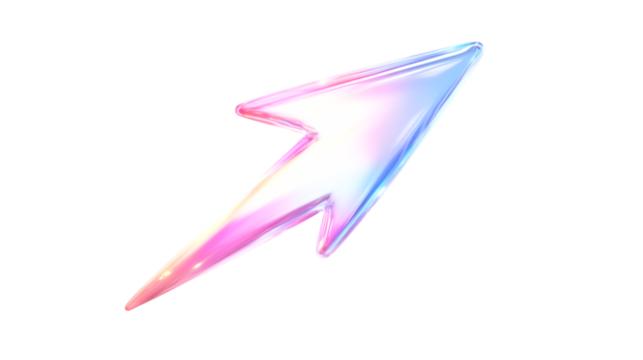 Iridescent Arrow Soaring Upwards Dynamic Movement and Vibrant Hues,