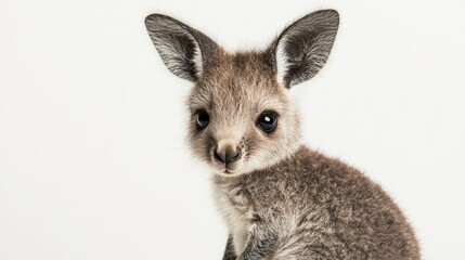 Obraz premium Adorable Young Kangaroo with Soft Fur on Neutral Background