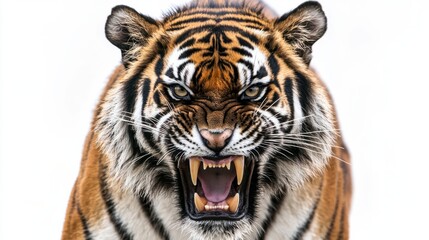 Obraz premium Fierce Tiger Roaring Aggressively with Striking Expression