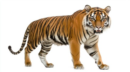 Obraz premium Majestic tiger walking gracefully with striking orange fur and stripes