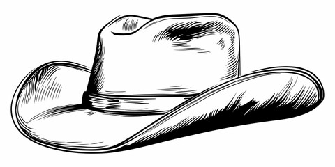 Illustration of a Black and White Cowboy Hat Depicting a Classic Western Theme