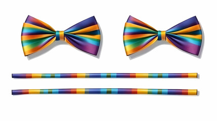 Illustration Of Two Colorful Bow Ties And Two Matching Ribbons
