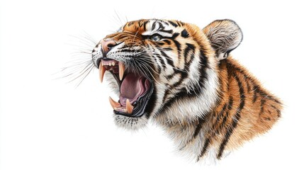 Fototapeta premium Majestic Tiger Head with Open Mouth and Striking Expression