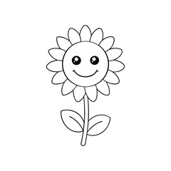 coloring book sunflower with a smile 