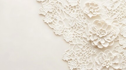 Close up of elegant off white textured floral decorations