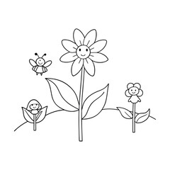 coloring book flower vector illustration