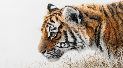 Obraz premium Majestic Tiger Profile Against Soft Background in Natural Habitat