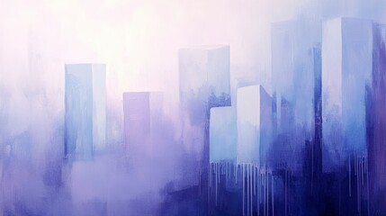Fototapeta premium Serene Cityscape Abstract Painting of a Misty Metropolis in Lavender Hues