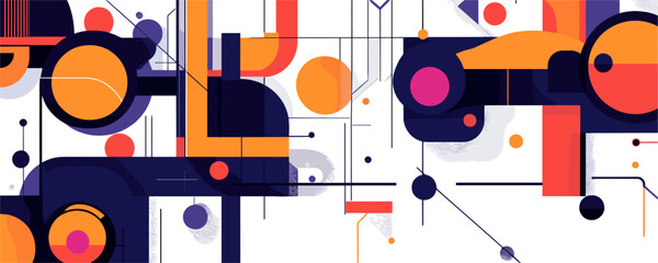 Abstract geometric colorful pattern with circles and lines - vector