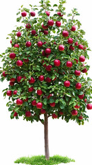 Obraz premium Photo Of An Apple Tree Loaded With Red Fruits Against White Background