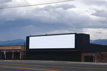 Obraz premium Photo Billboard on Street with Cloudy Sky Blank Advertising Space