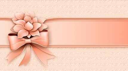 A beautiful flower and bow adorn an elegant peach background