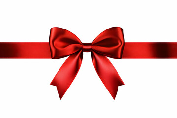 Photo of a Red Ribbon Bow Gift Decoration Isolated on a White