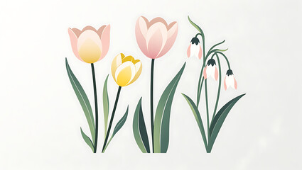 Tulip flowers spring floral botanical garden bloom blossom petals nature flora botanical art drawing