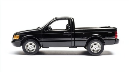 Black Pickup Truck Model on White Background with Clean Lines