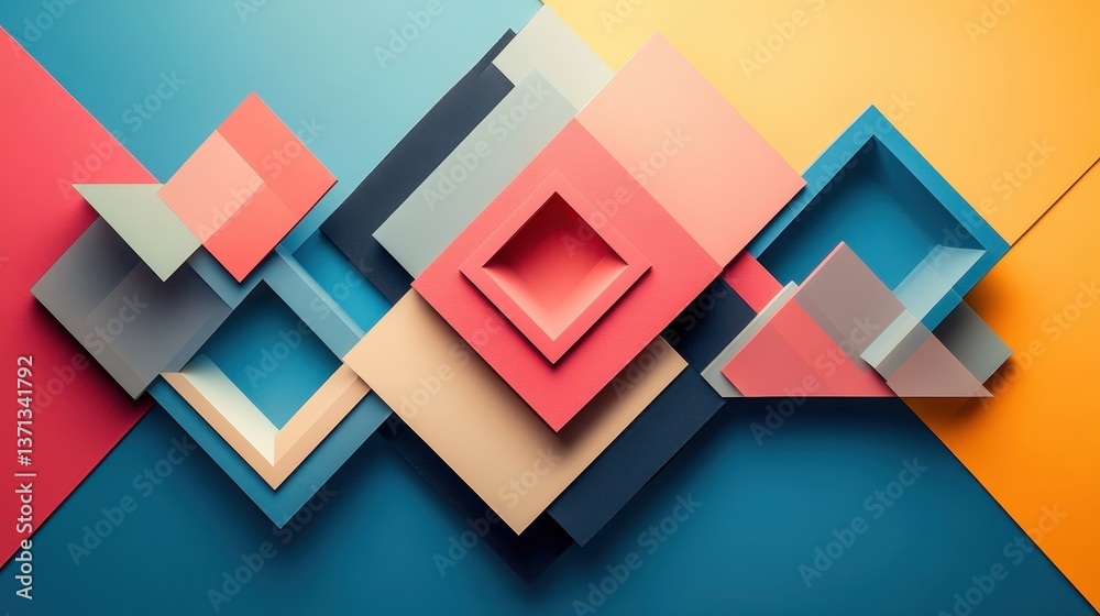 Leinwandbilder colorful layered paper design showcasing various shapes arranged in an abstract pattern on a flat su
