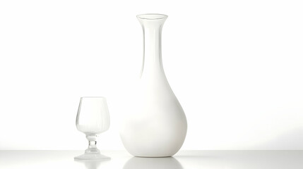 Photo of Elegant White Vase and Glassware on a Reflective Surface with Shadows